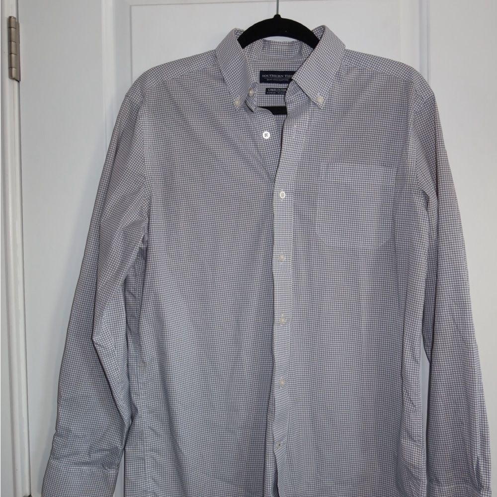 Southern Tide Men's Blue Checkered Button-Down Shirt